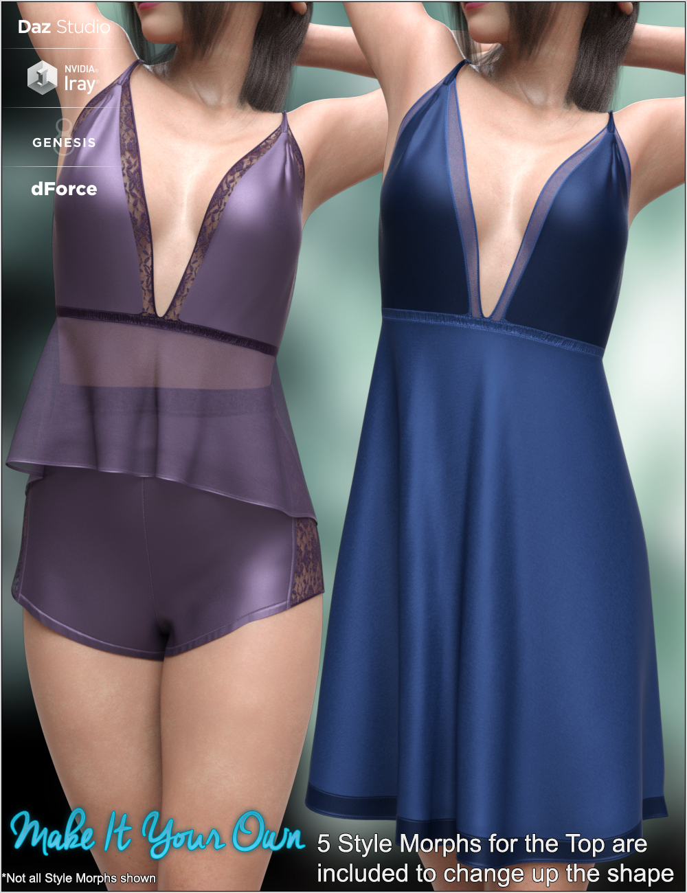 [daz服装] dForce Silky Nights 2 Outfit for Genesis 8 Females-DAZ爱好者
