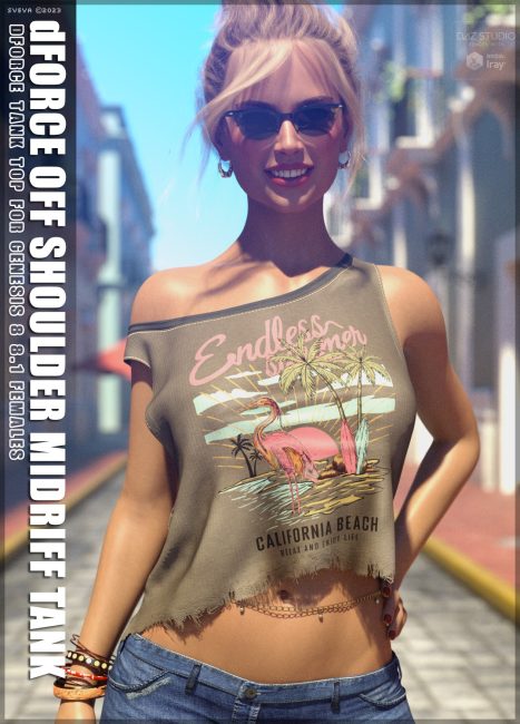[daz服装] dForce Off Shoulder Midriff Tank G8G8.1F-DAZ爱好者