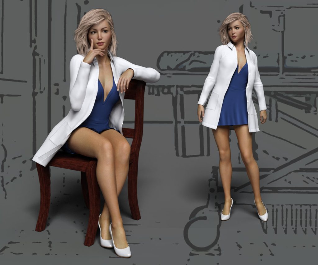 [daz服装] Doctor's Lab Coat for Gen 3 & Gen 8 Females