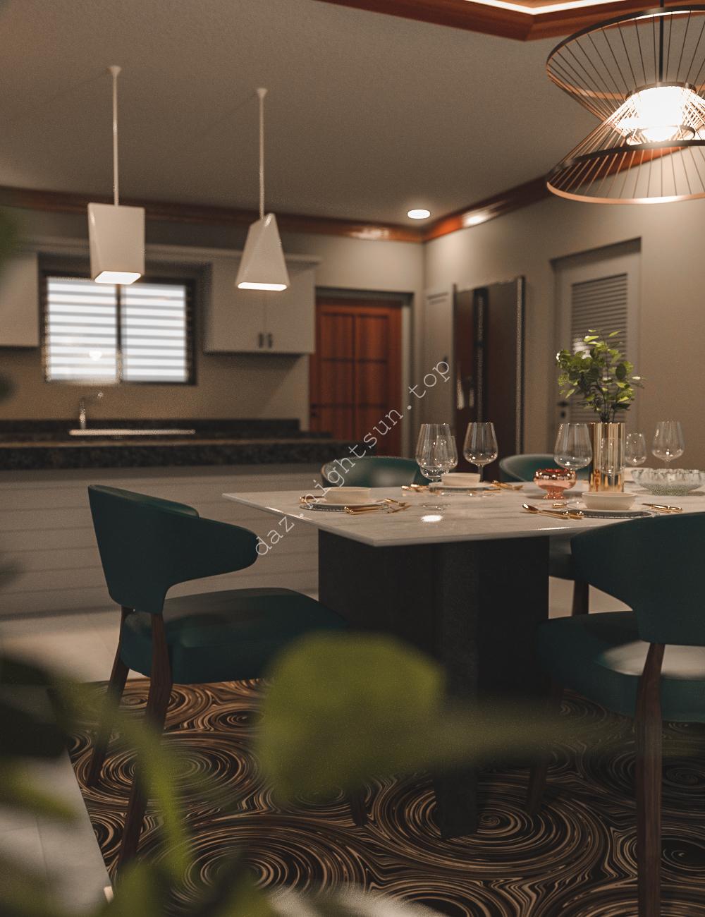 [daz场景] Avil Kitchen Dining Room-DAZ爱好者