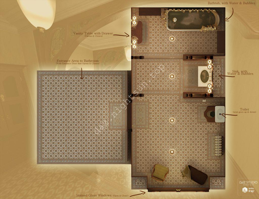 图片[2]-[daz场景] Art Nouveau Bathroom-DAZ爱好者