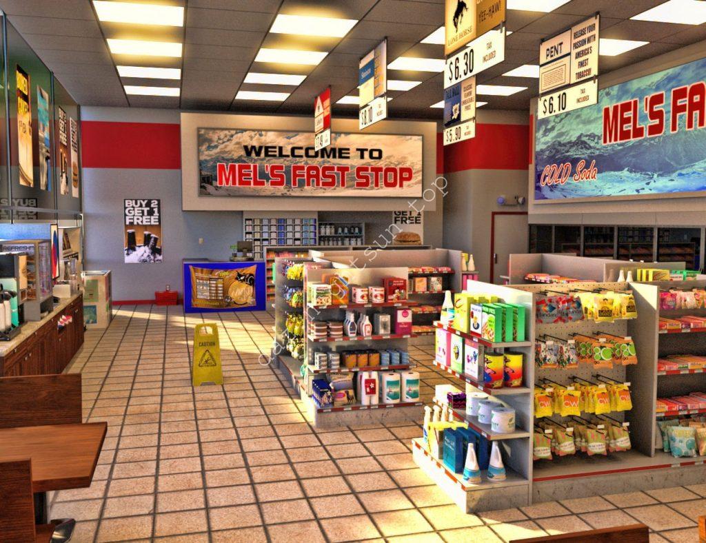 [daz场景] 街角商店和 Genesis 3姿势-DAZ爱好者