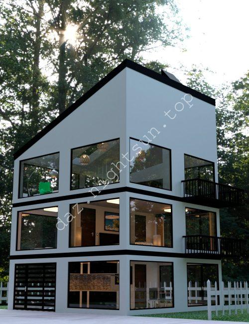 [daz场景] 黑白相间的房子-DAZ爱好者