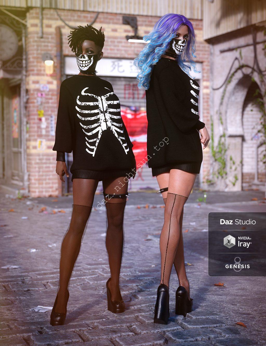 [daz服装] dForce Yami Kawaii Outfit for Genesis 8 Female(s)-DAZ爱好者