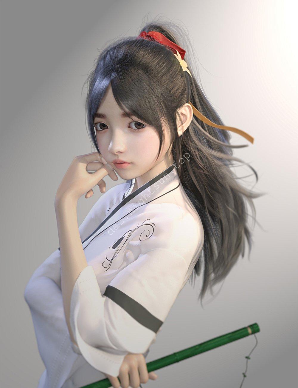 [daz发型] 苏伊的半披肩长发-DAZ爱好者