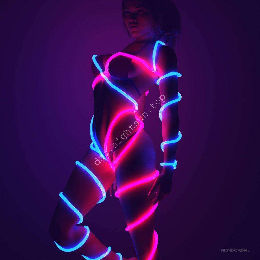 [daz服装] 缠绕的霓虹灯套装-DAZ爱好者