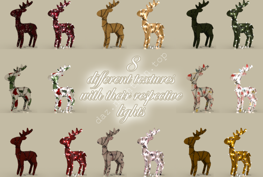 [daz道具] 装饰了灯光的鹿-DAZ爱好者