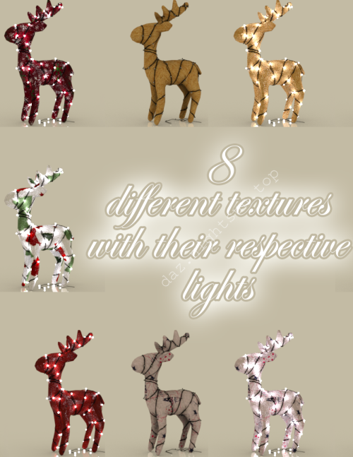 [daz道具] 装饰了灯光的鹿-DAZ爱好者