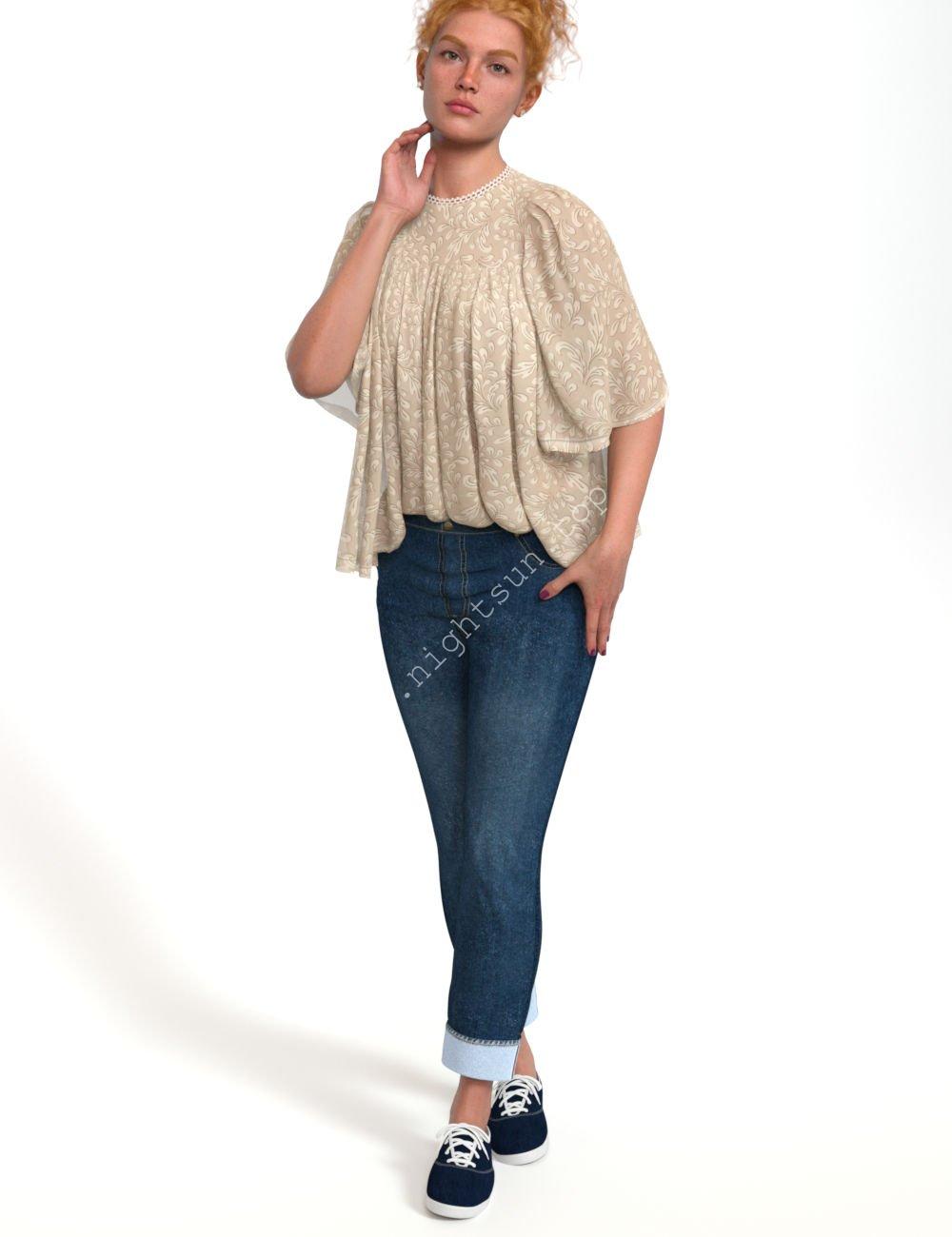 [daz服装] dForce 安吉卷边牛仔裤装扮 for Genesis 9-DAZ爱好者