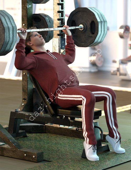 [daz姿势] 为健身装备和 Genesis 9 准备的健身房动作-DAZ爱好者