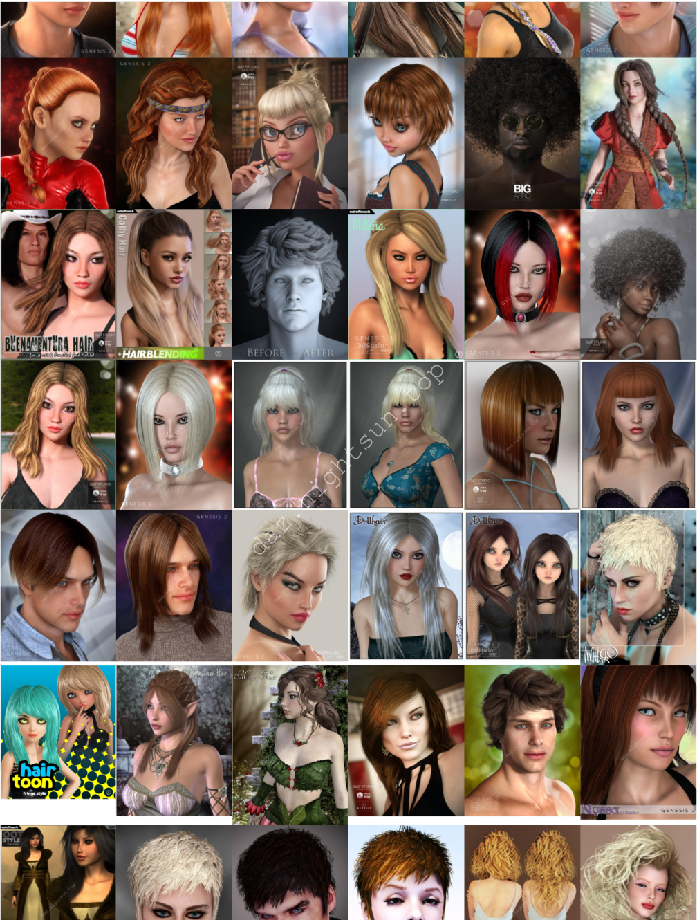 [daz发型] Genesis 2 角色发型合集 [42套资源合集]