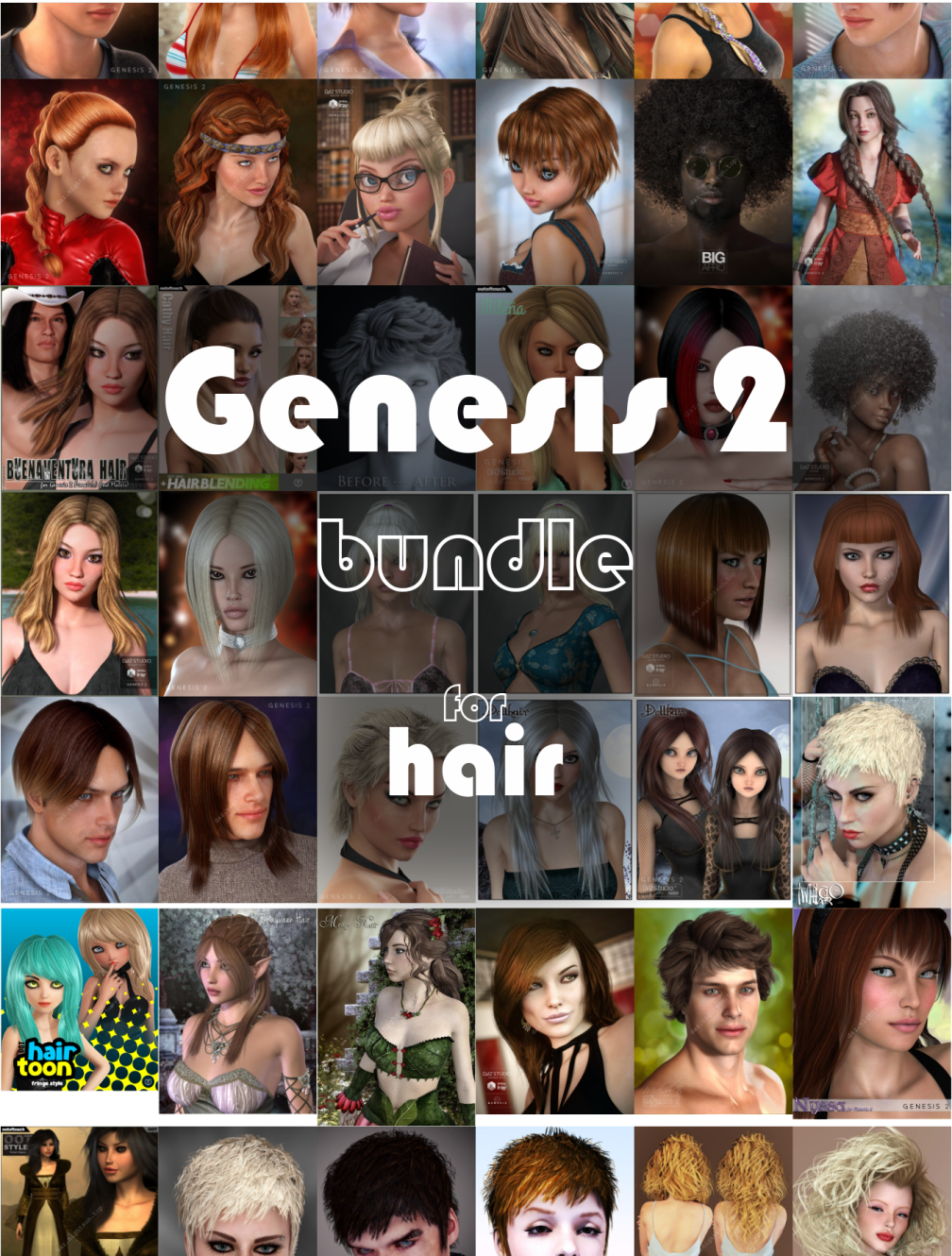 [daz发型] Genesis 2 角色发型合集 [42套资源合集]-DAZ爱好者