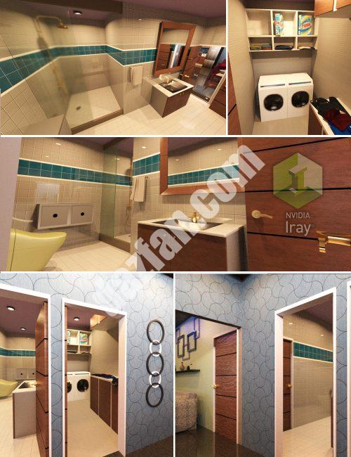 [daz场景] 浴室和洗衣区设有道具-DAZ爱好者