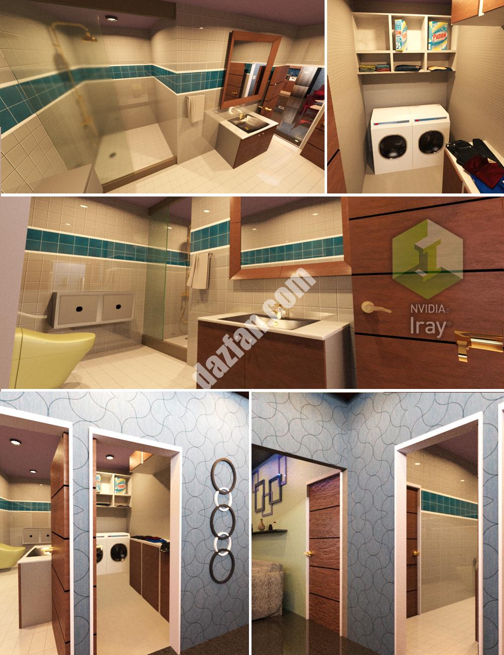 [daz场景] 浴室和洗衣区设有道具-DAZ爱好者
