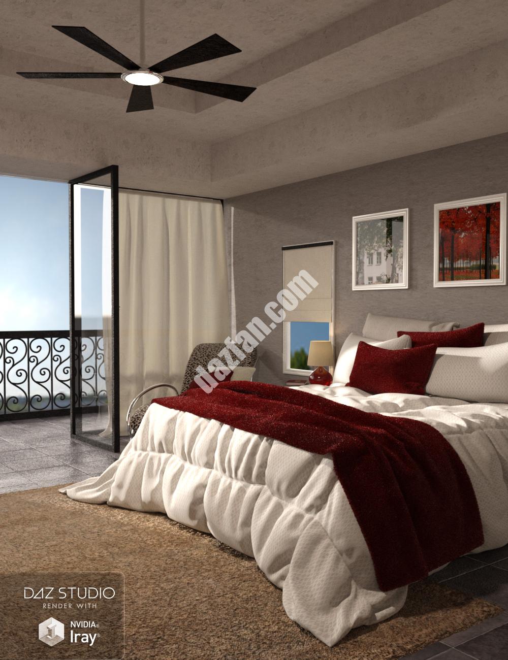 [daz场景] 经典舒适的卧室-DAZ爱好者