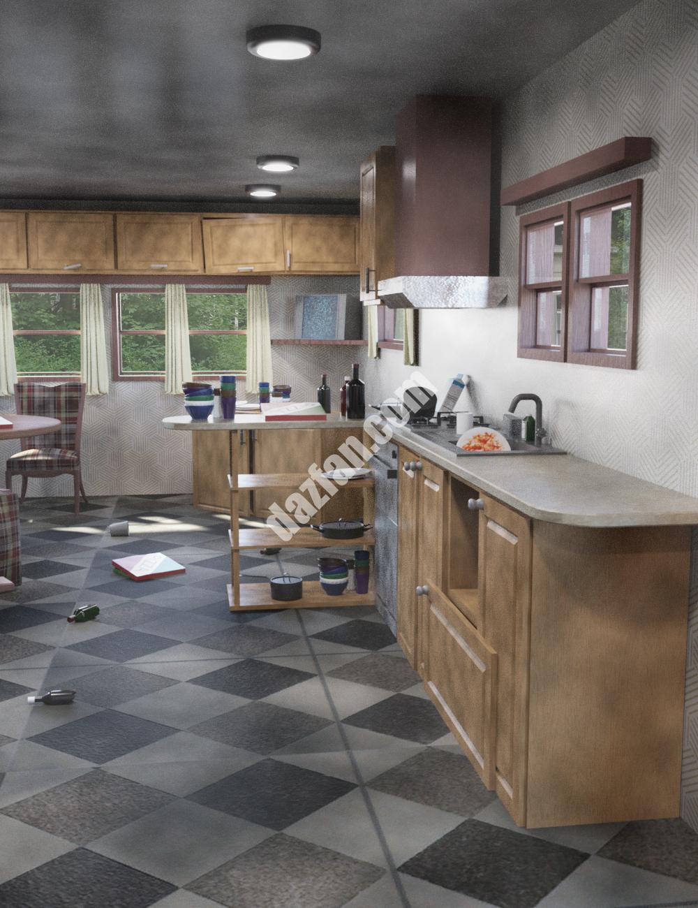 [daz场景] 肮脏的厨房-DAZ爱好者