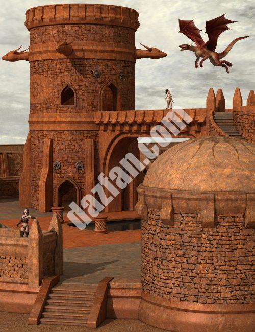 [daz场景] 龙石岛堡垒瞭望塔-DAZ爱好者