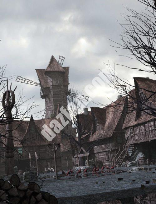 [daz场景] 被遗弃的村庄和建筑设置-DAZ爱好者