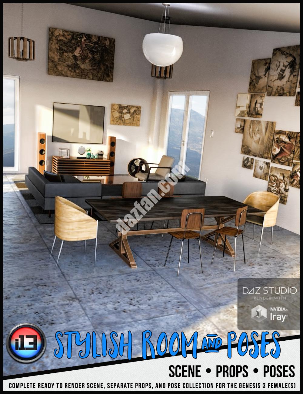 [daz场景] i13时尚的房间和姿势-DAZ爱好者