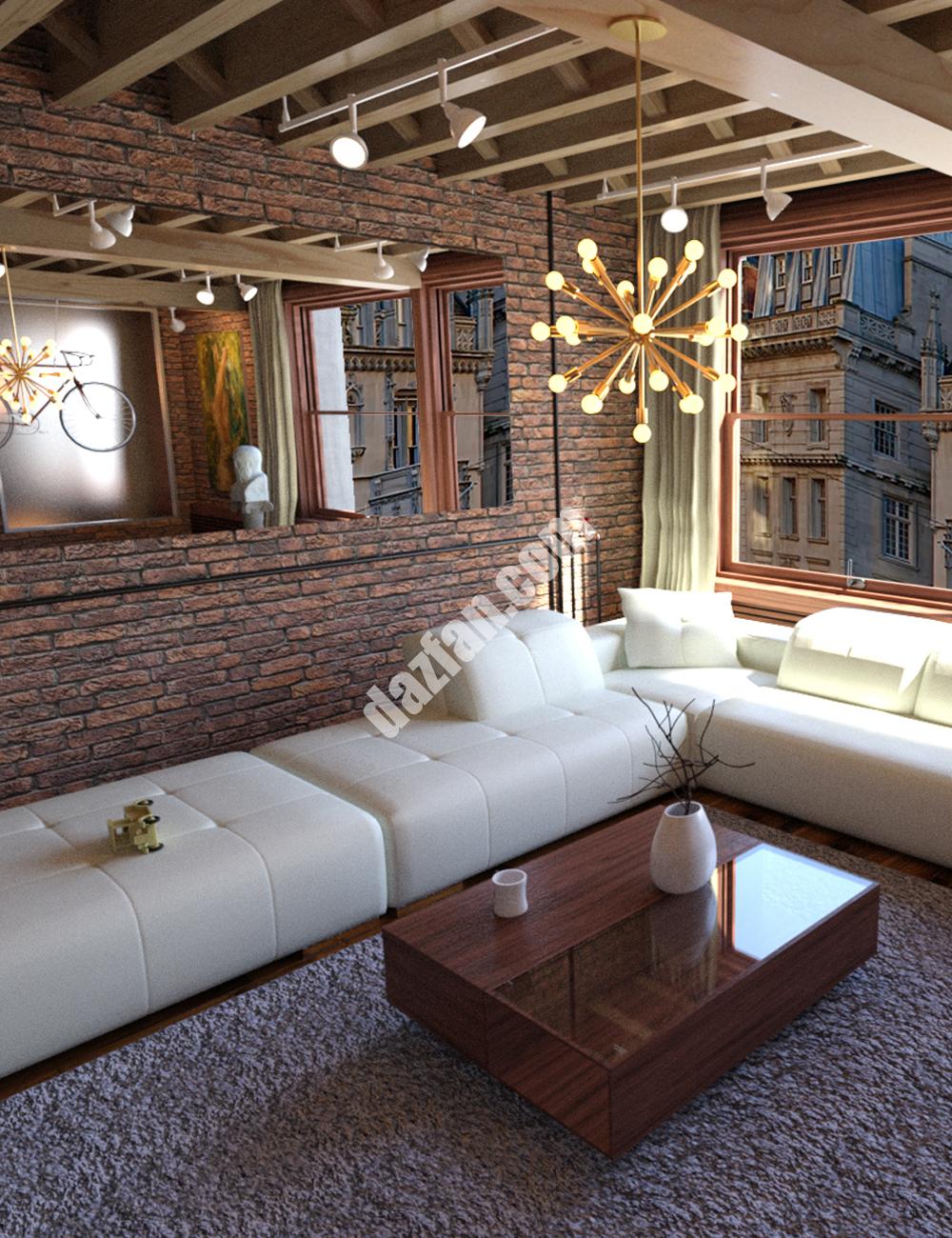 [daz场景] 纽约的客厅-DAZ爱好者