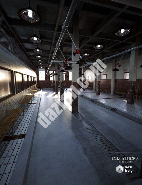 [daz场景] 监狱里的淋浴间复杂的-DAZ爱好者