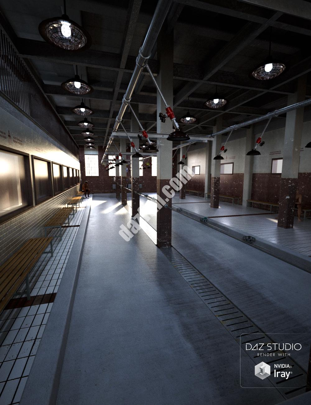 [daz场景] 监狱里的淋浴间复杂的-DAZ爱好者