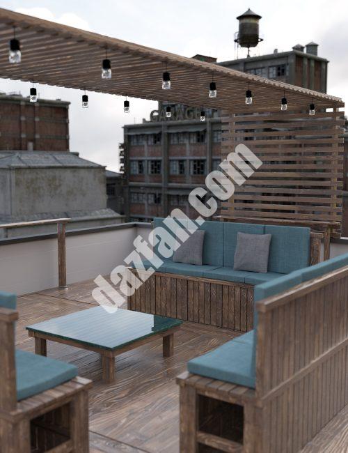 [daz场景] 屋顶露台休息室-DAZ爱好者