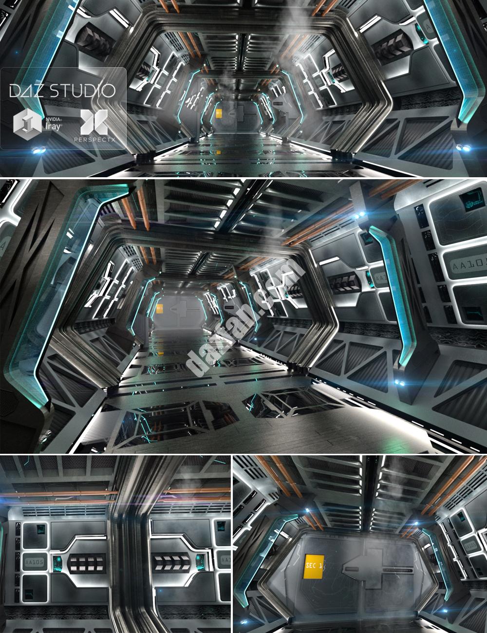 [daz场景] 宇宙飞船走廊-DAZ爱好者