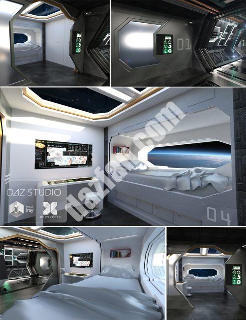 [daz场景] 宇宙飞船船员房间-DAZ爱好者