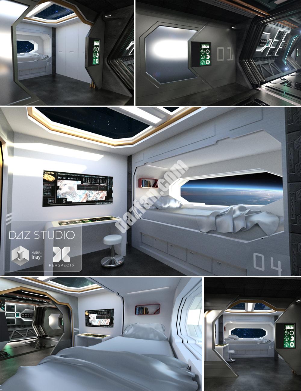 [daz场景] 宇宙飞船船员房间-DAZ爱好者