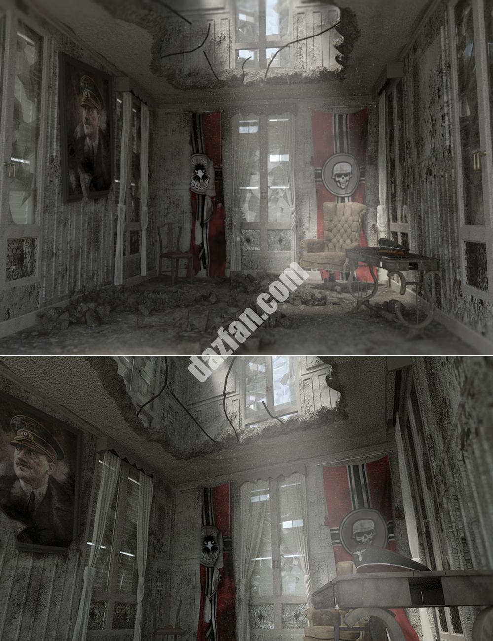 [daz场景] 作战室废墟-DAZ爱好者