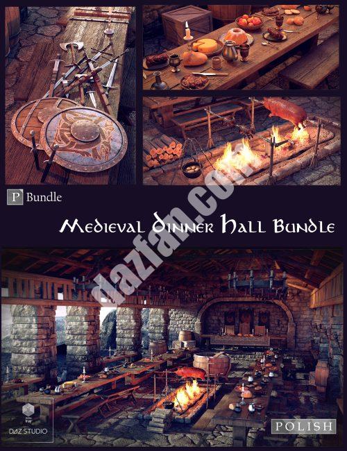 [daz场景] 中世纪饭堂套餐-DAZ爱好者