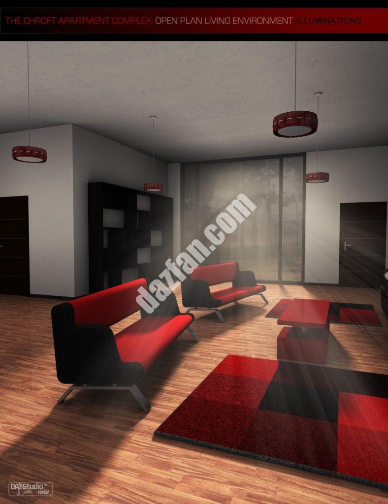 [daz场景] 克罗夫特公寓照明套件-DAZ爱好者