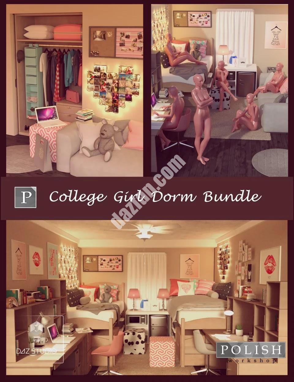 [daz场景] 大学女生宿舍捆绑包-DAZ爱好者