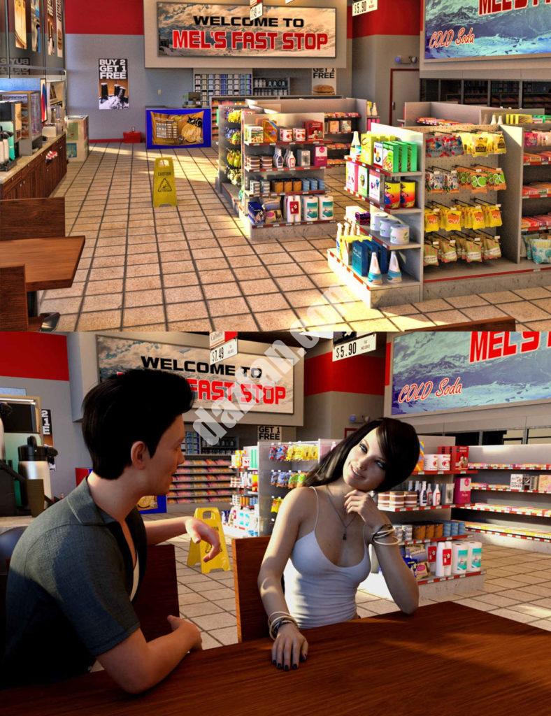 [daz场景] 街角商店和为创世纪3男和女摆姿势-DAZ爱好者