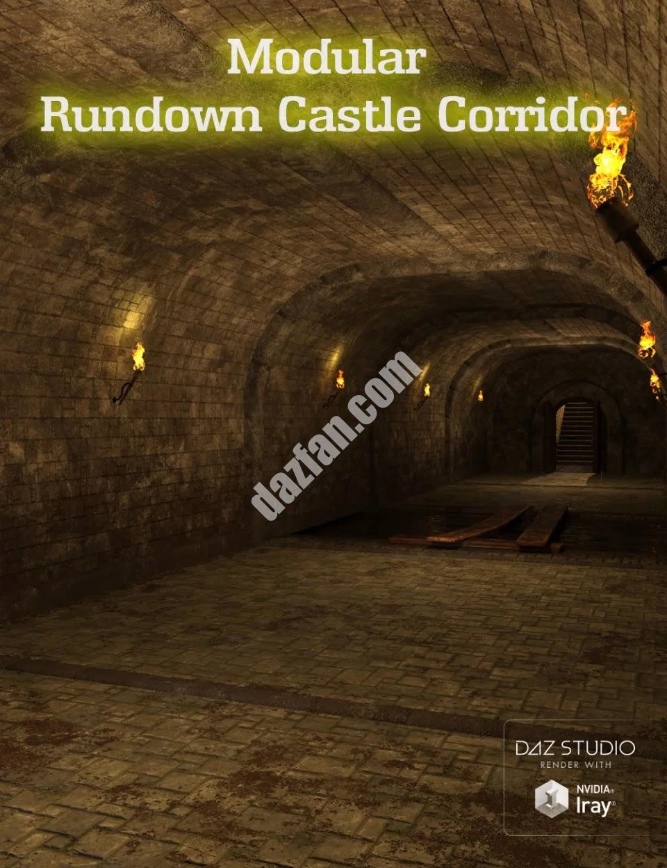 [daz场景] 模块化的破败城堡走廊-DAZ爱好者