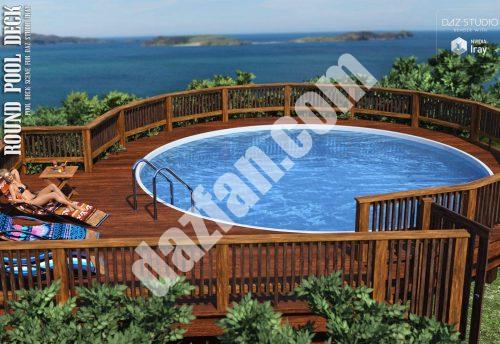 [daz场景] 圆形池甲板-DAZ爱好者