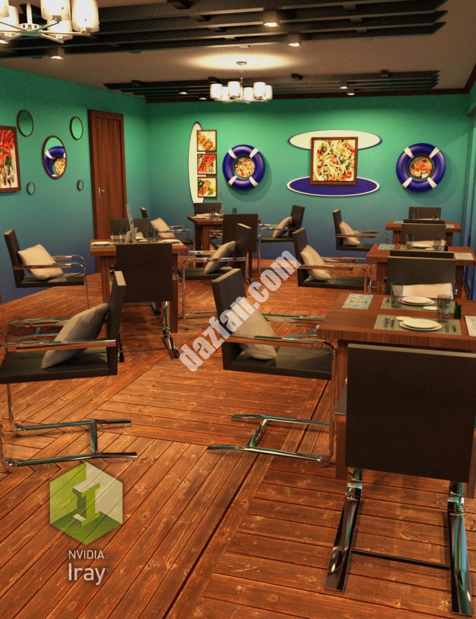 [daz场景] 海鲜餐馆-DAZ爱好者