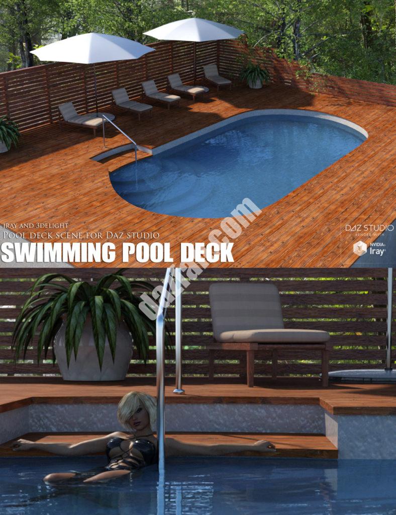 [daz场景] 游泳池甲板-DAZ爱好者