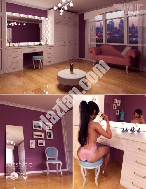[daz场景] 梳妆台的环境和姿势-DAZ爱好者