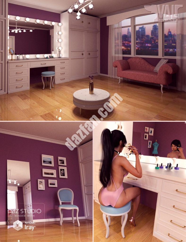 [daz场景] 梳妆台的环境和姿势-DAZ爱好者
