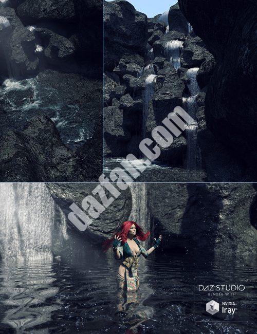 [daz场景] 隐藏的瀑布池-DAZ爱好者
