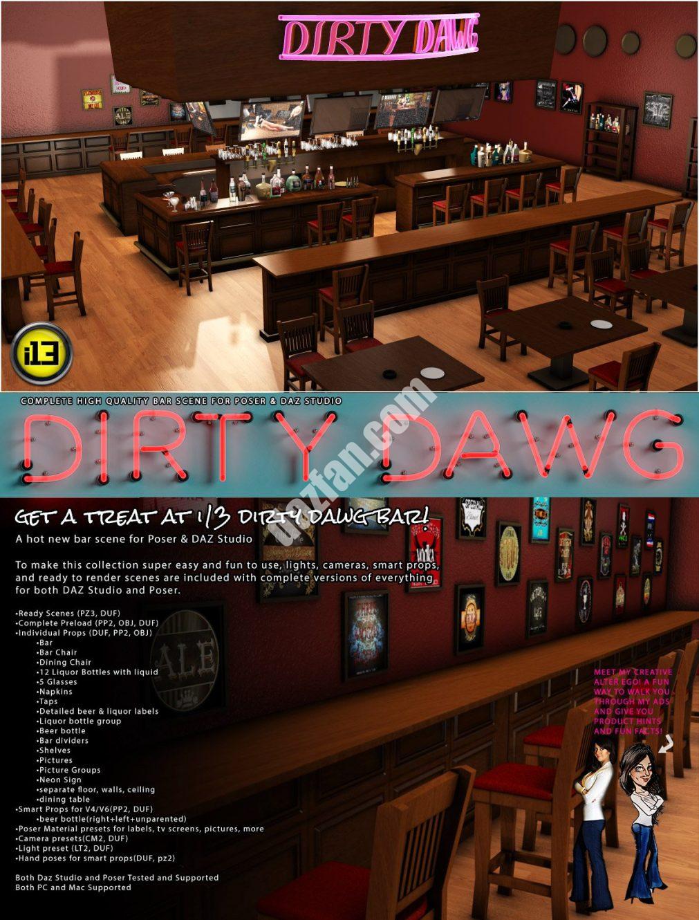 [daz场景] i13 Dirty Dawg酒吧-DAZ爱好者