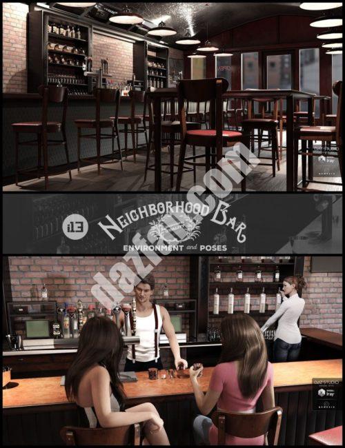 [daz场景] i13街坊酒吧环境与姿态-DAZ爱好者