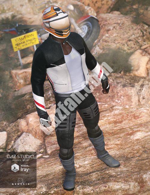 [daz服装] Genesis 3男性摩托车赛车服-DAZ爱好者