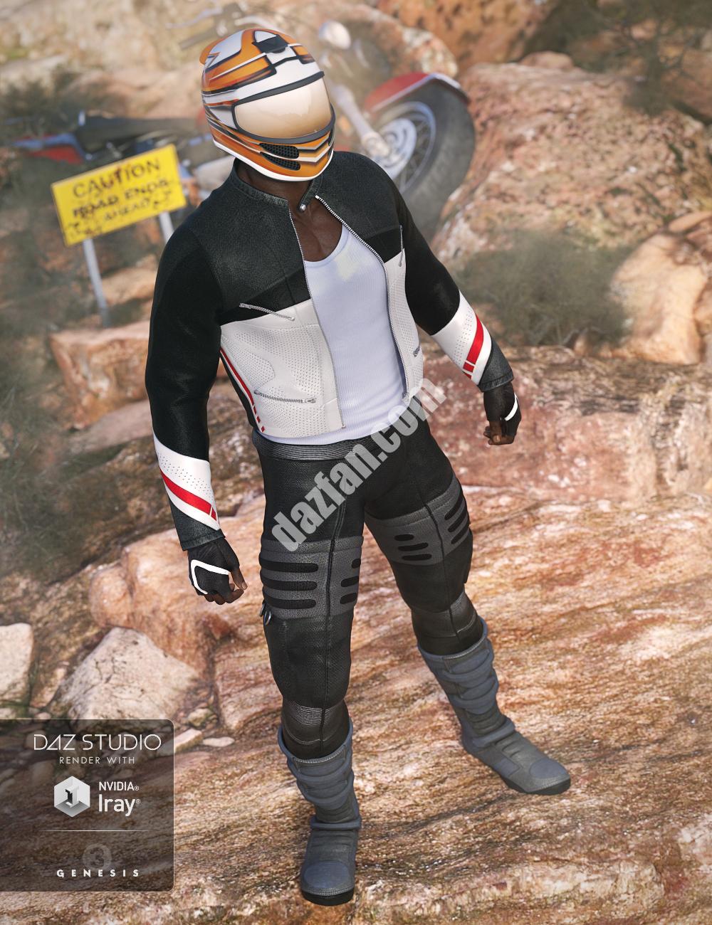 [daz服装] Genesis 3男性摩托车赛车服-DAZ爱好者