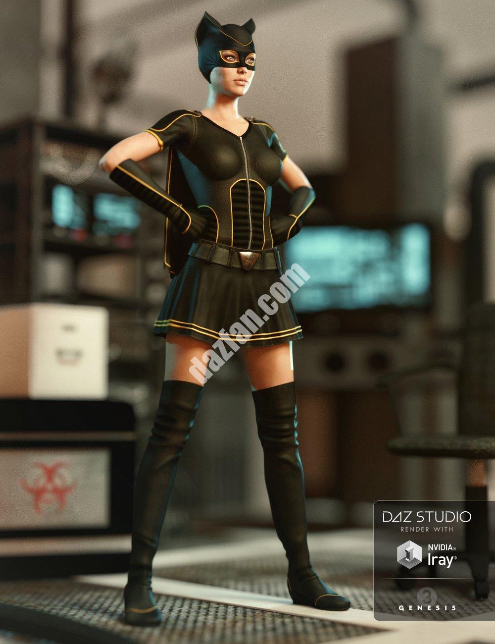 [daz服装] 超级紧身衣创世纪3女性超级英雄附加组件-DAZ爱好者