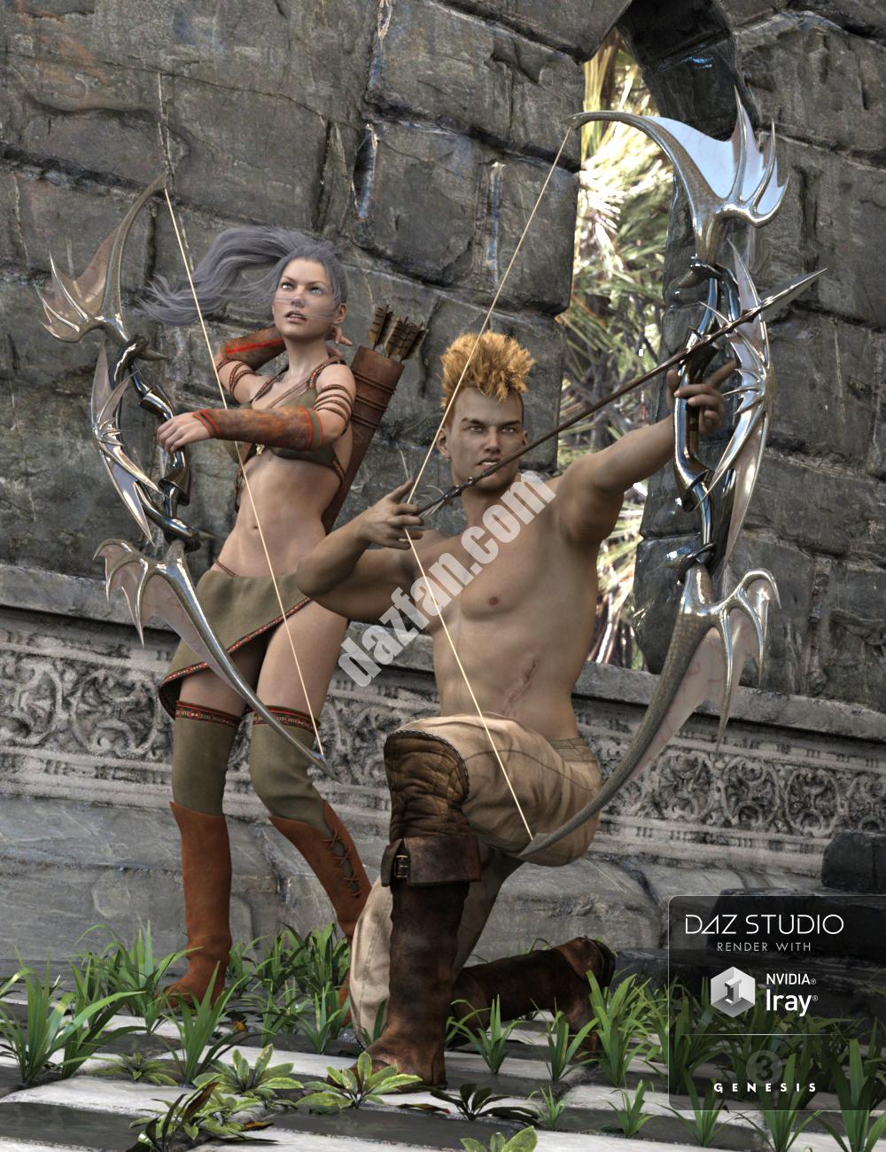 [daz姿势] 射箭2姿势创世纪3Genesis 3 男性和女性-DAZ爱好者