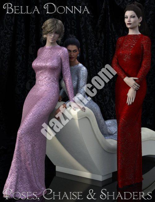 [daz姿势] 贝拉·唐娜姿势、躺椅与遮阳伞-DAZ爱好者