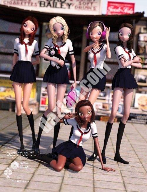 [daz姿势] Deredere动漫姿态为Genesis 3女性角色(们)-DAZ爱好者